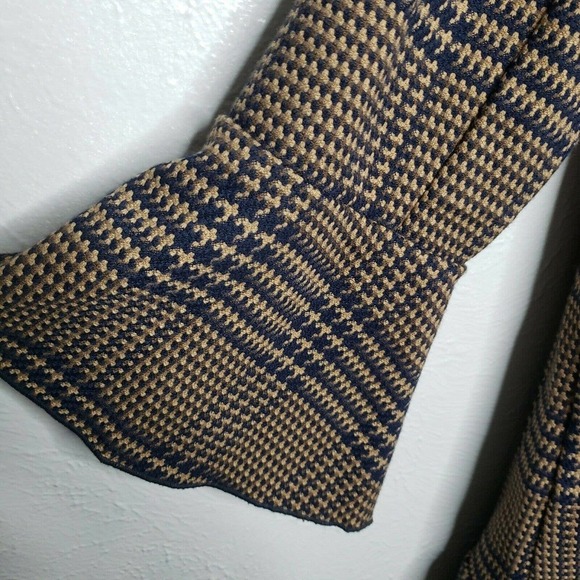 Cabi Flounce Jacket #3902 Tan Brown Navy Tartan Plaid womens sz sm plaid flare - Picture 7 of 9